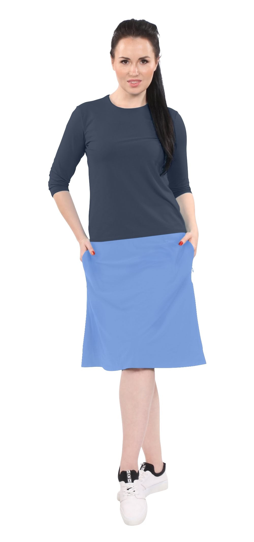 Modest A-Line Athletic Skort with Knee-Length Shorts - Swim & Sport Ready