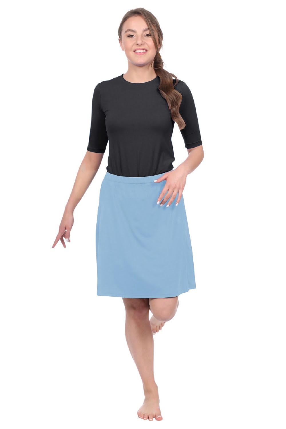 Knee-Length Swim/Sport Skirt with Attached Shorts, Pocket and UPF 50+ Protection