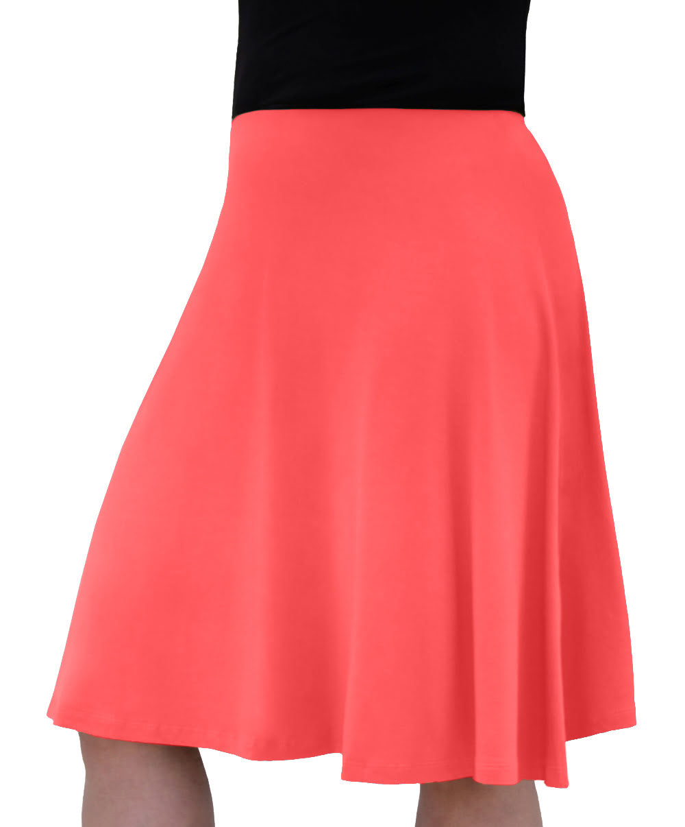 Knee Length A-Line Skater Skirt with Full Elastic Waist