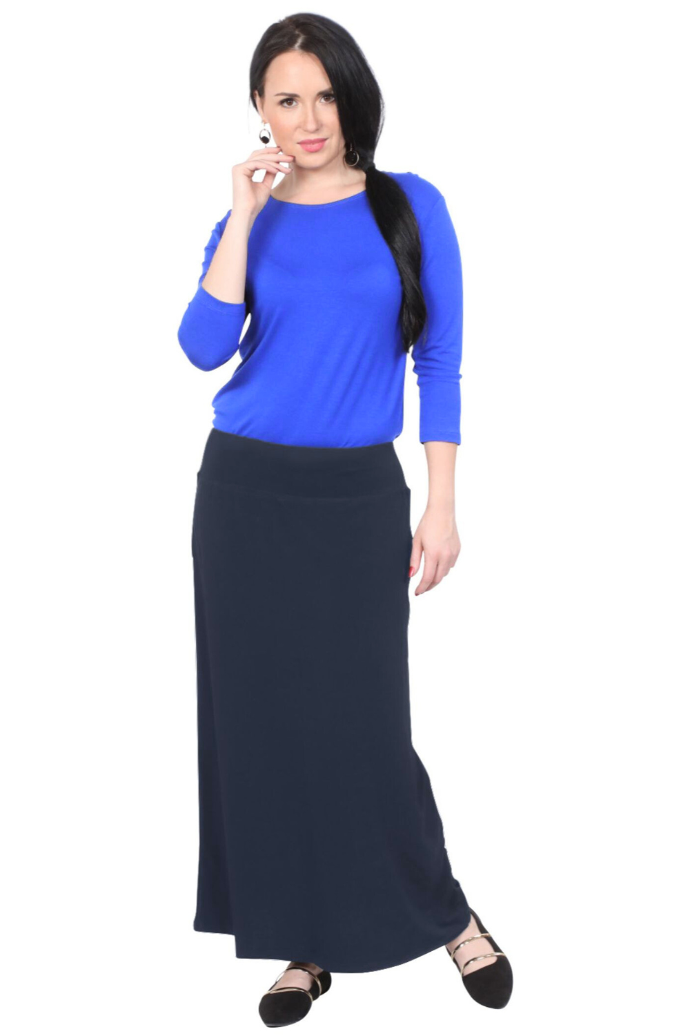 Silky Classic Maxi Length Modest Stretch Pencil Skirt