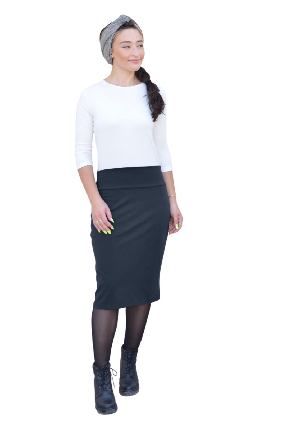 Cotton Spandex Pencil Skirt - Classic Modest Fit