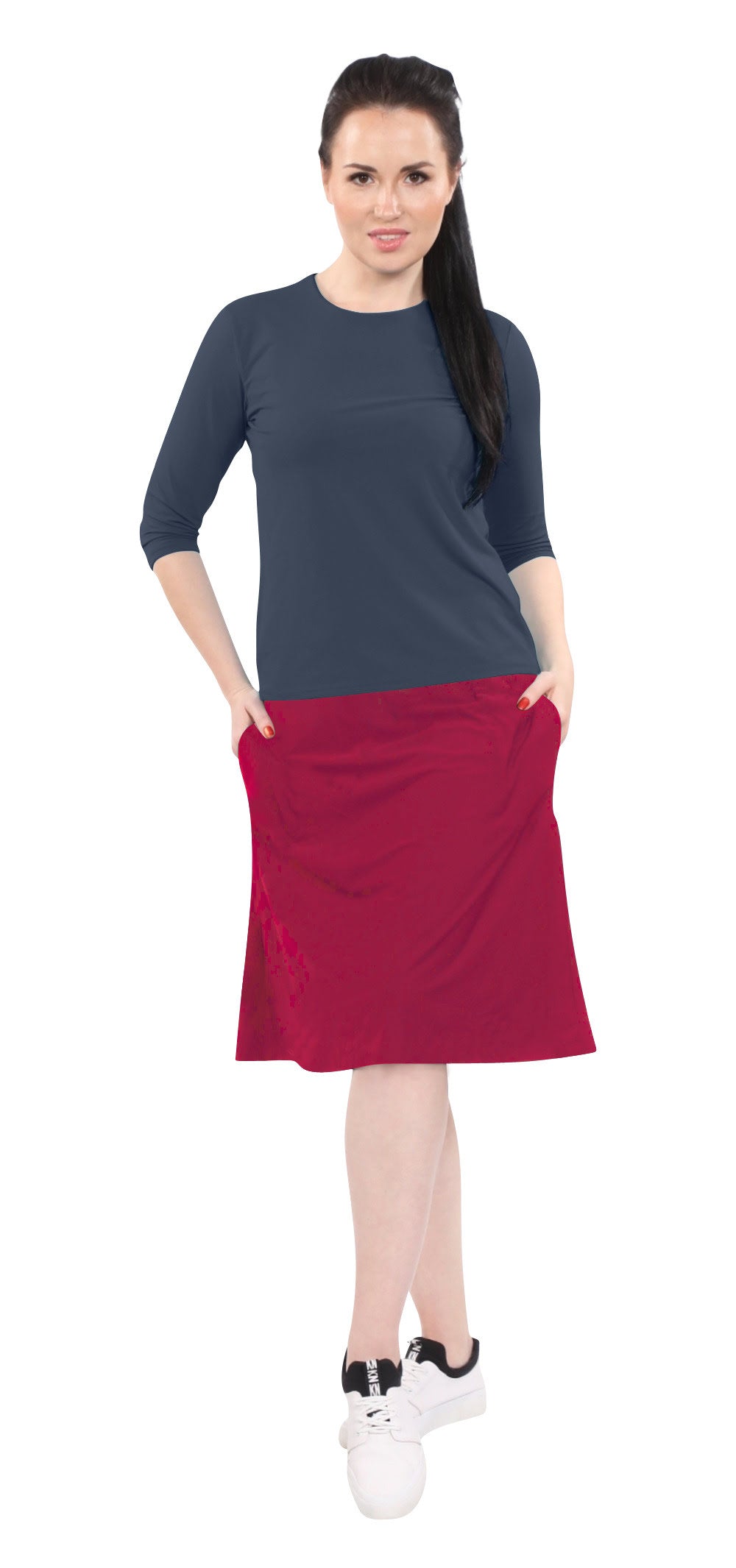 Modest A-Line Athletic Skort with Knee-Length Shorts - Swim & Sport Ready