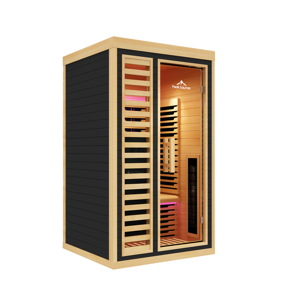 Peak Saunas Shasta 1-Person Full Spectrum Infrared Sauna with XL Medical-Grade Red Light Therapy & Smart WiFi App Control