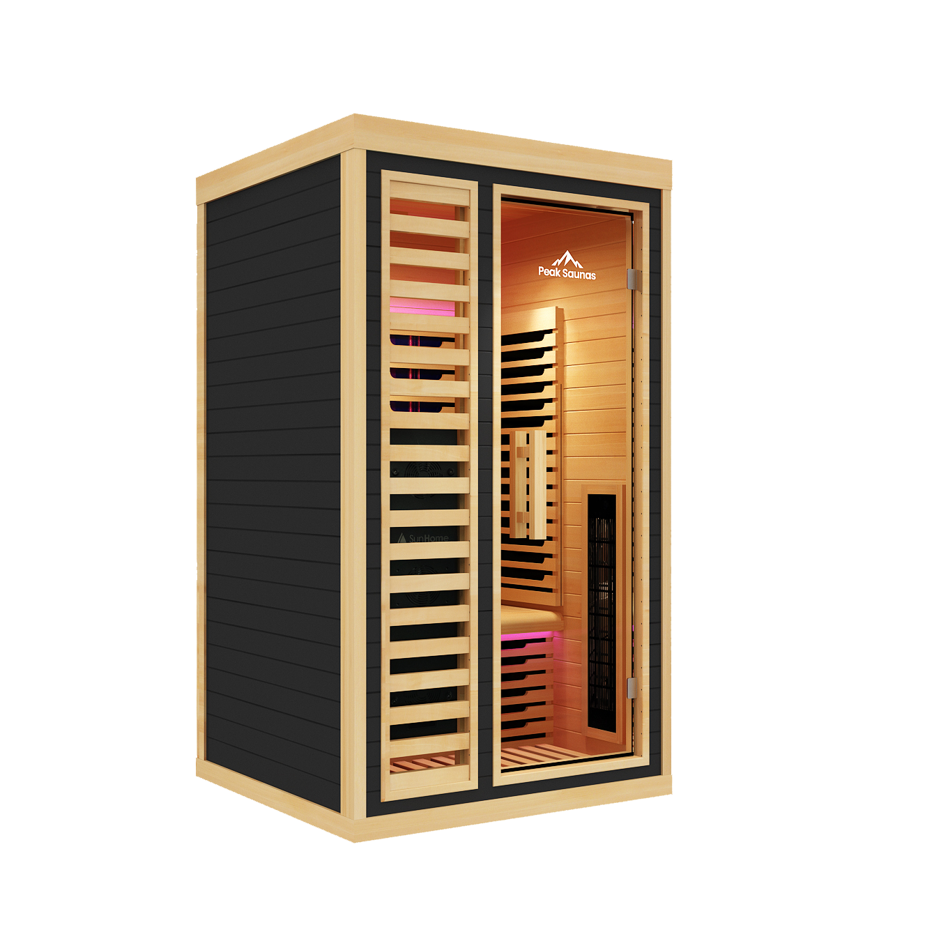 Peak Saunas Shasta 1-Person Full Spectrum Infrared Sauna with XL Medical-Grade Red Light Therapy & Smart WiFi App Control