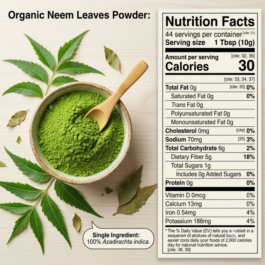 Organic Neem Powder – USDA Certified Neem Leaf Powder for Herbal Tea & DIY Skincare