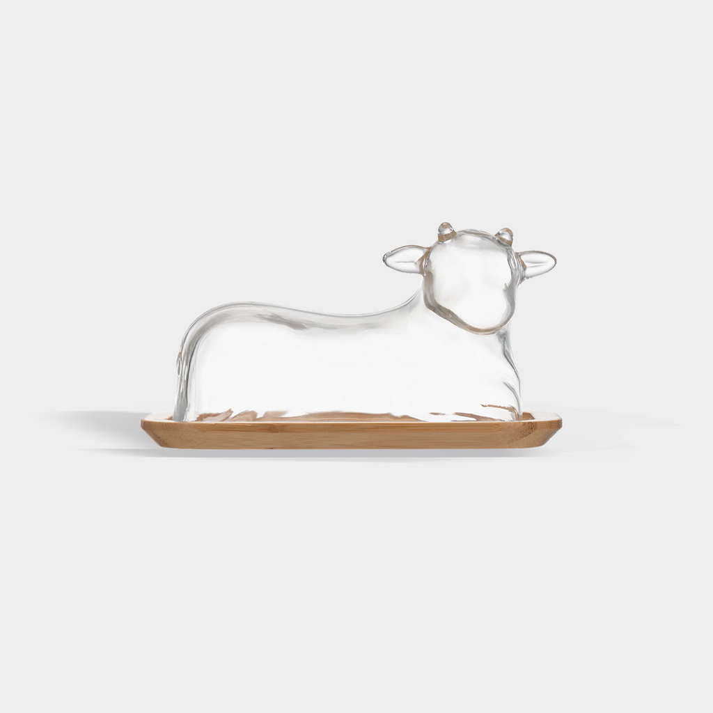 Hand-Blown Cow Butter Dish