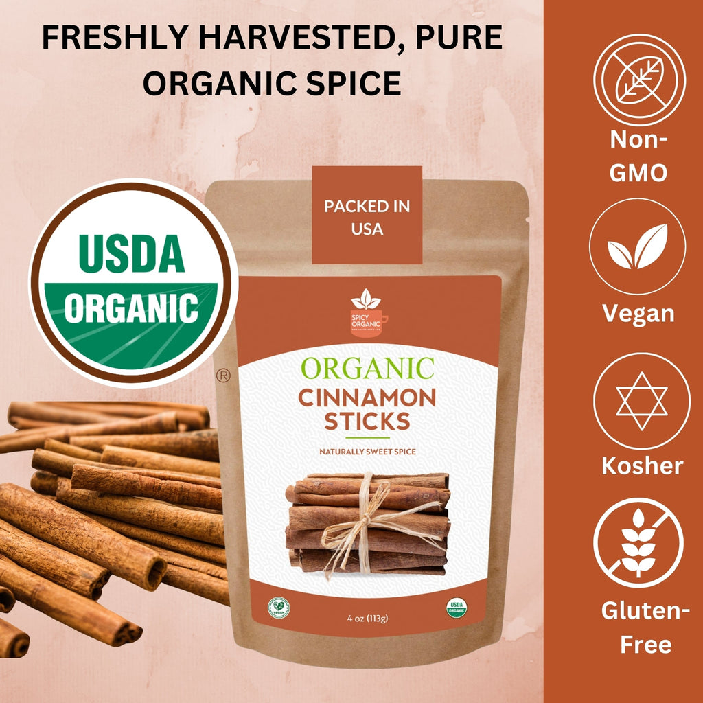 Organic Ceylon Cinnamon Sticks — USDA Certified | True Cinnamon Quills, Chai & Baking