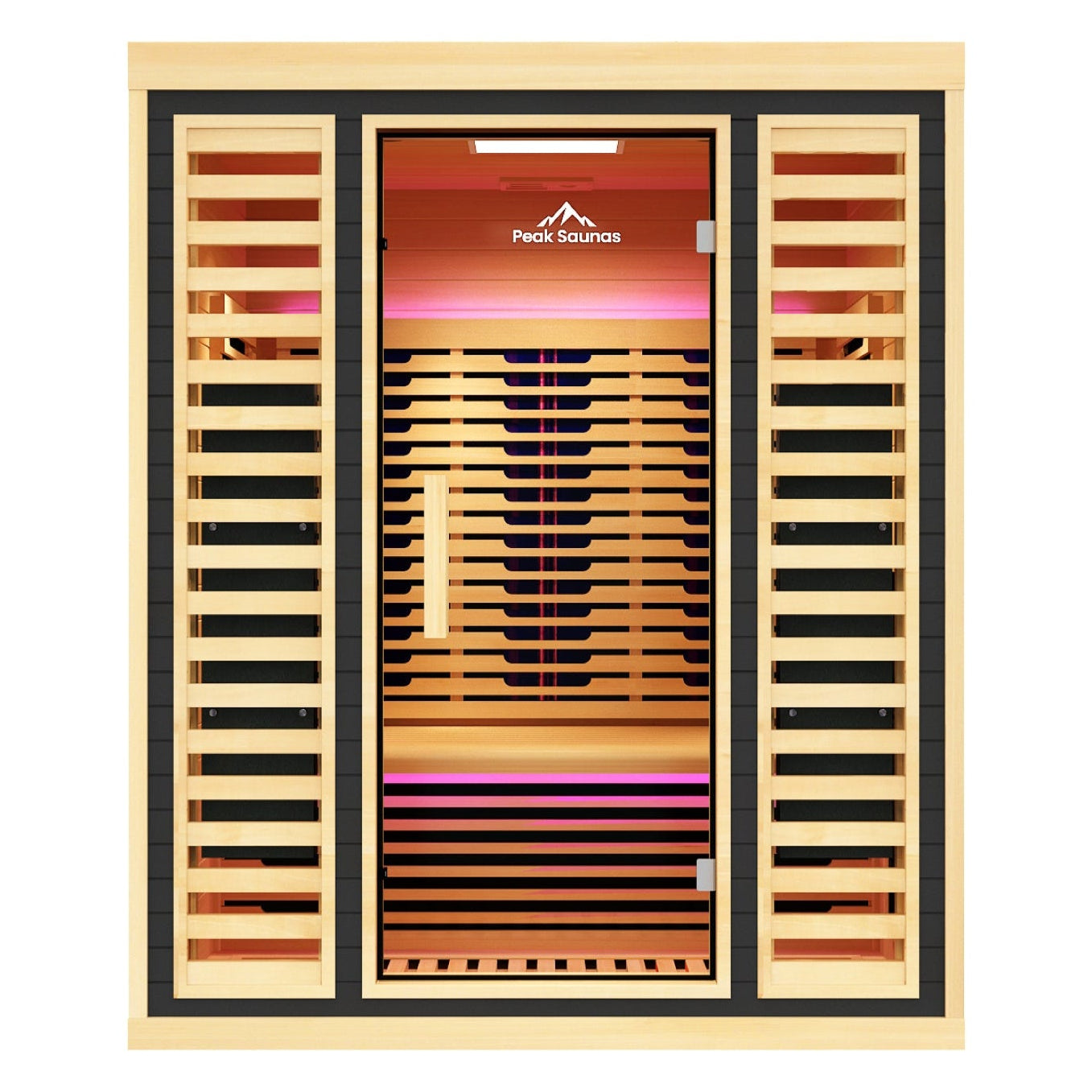 Peak Saunas Denali Luxury 3-Person Full Spectrum Infrared Sauna with Two XL Medical-Grade Red Light Therapy Panels & Smart WiFi App Control