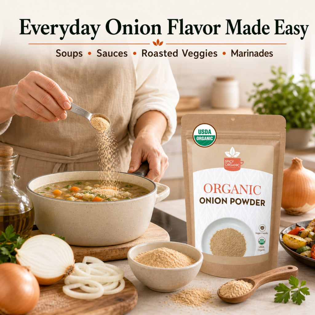 Organic Onion Powder — USDA Certified, Non-GMO | Soups, Spice Blends & Dry Rubs
