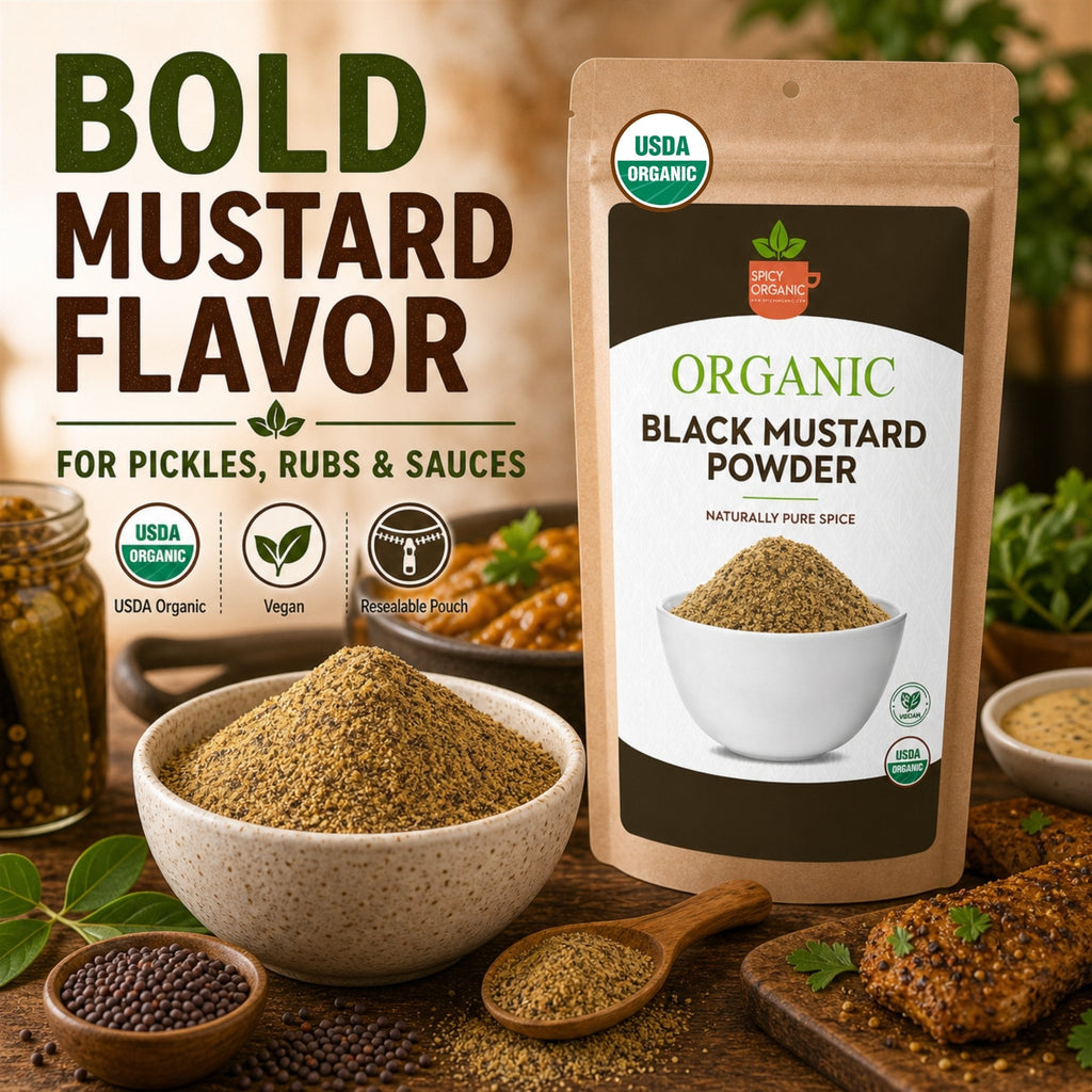 Organic Black Mustard Seed Powder – USDA Certified Organic Ground Mustard for Cooking & Seasoning
