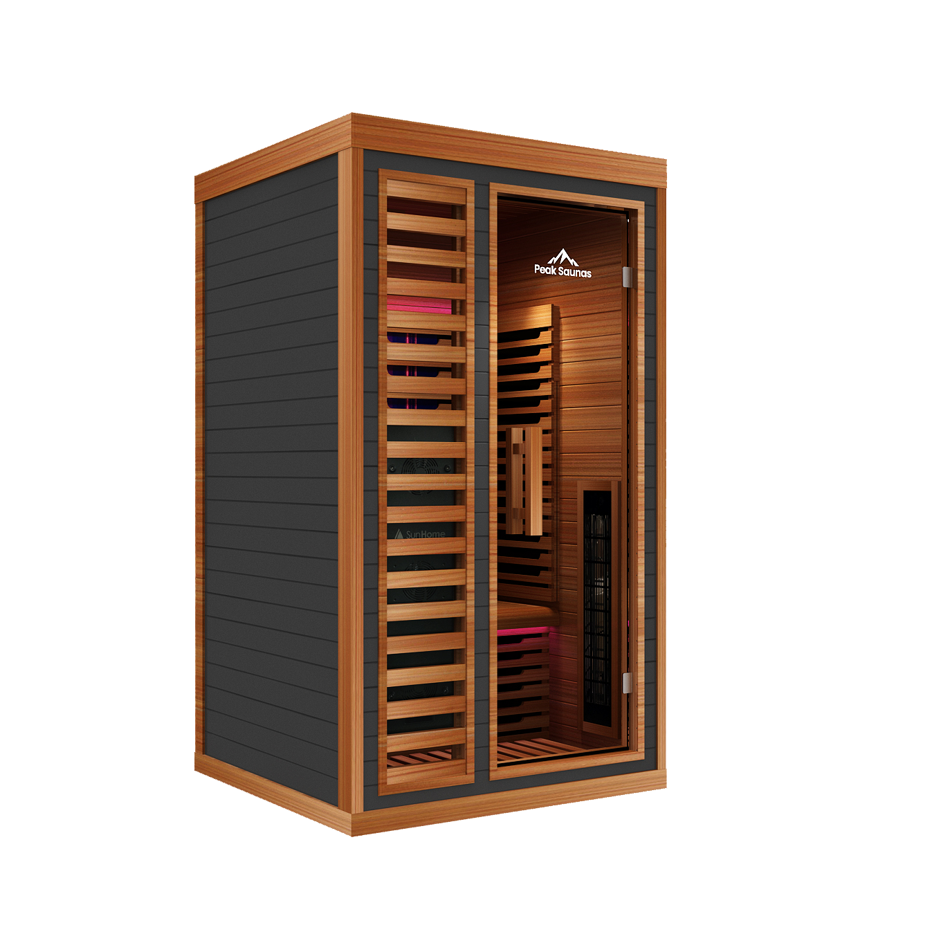 Peak Saunas Rainier 1-Person Full Spectrum Infrared Sauna with XL Medical-Grade Red Light Therapy & Smart WiFi App Control