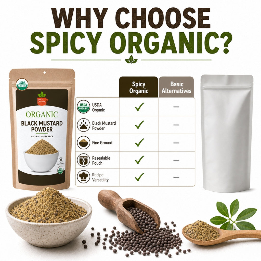 Organic Black Mustard Seed Powder – USDA Certified Organic Ground Mustard for Cooking & Seasoning