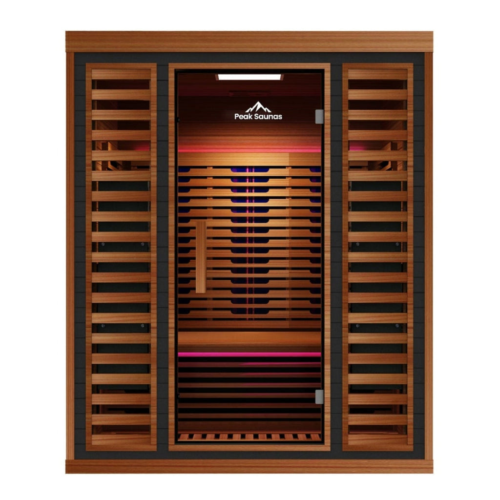 Peak Saunas Matterhorn Luxury 3-Person Full Spectrum Infrared Sauna with Two XL Medical-Grade Red Light Therapy Panels & Smart WiFi App Control
