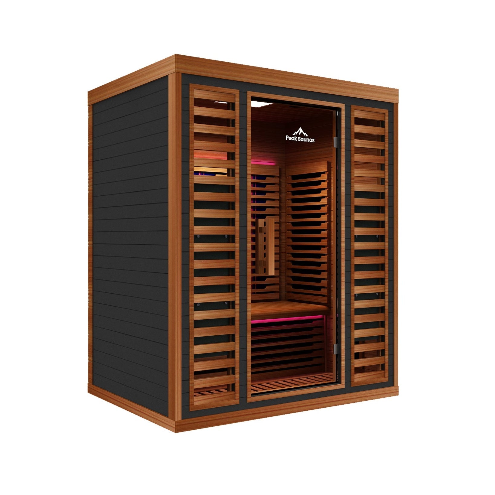 Peak Saunas Matterhorn Luxury 3-Person Full Spectrum Infrared Sauna with Two XL Medical-Grade Red Light Therapy Panels & Smart WiFi App Control