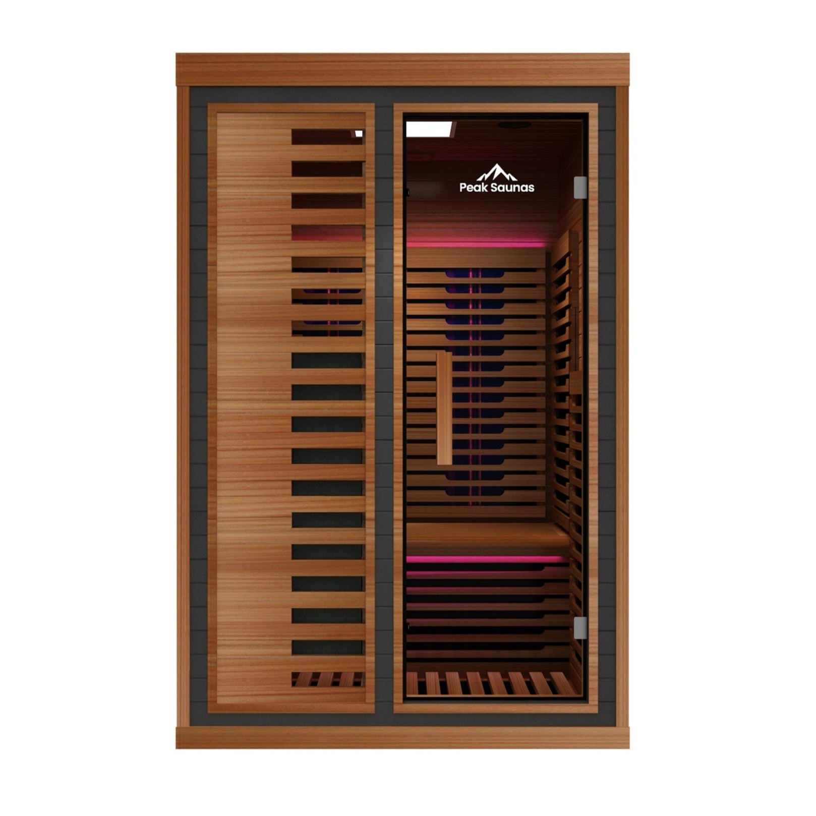 Peak Saunas Fuji 2-Person Full Spectrum Infrared Sauna with XL Medical-Grade Red Light Therapy & Smart WiFi App Control
