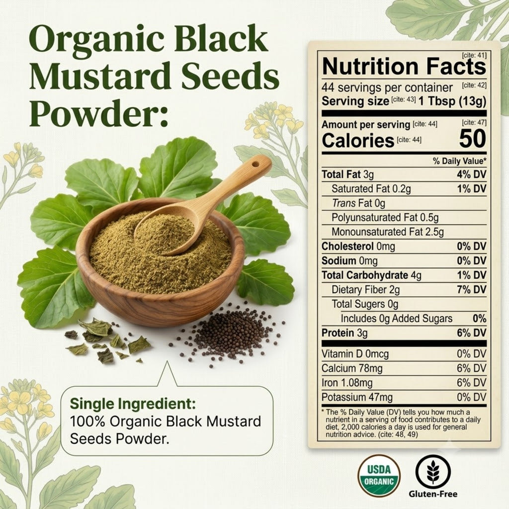 Organic Black Mustard Seed Powder – USDA Certified Organic Ground Mustard for Cooking & Seasoning