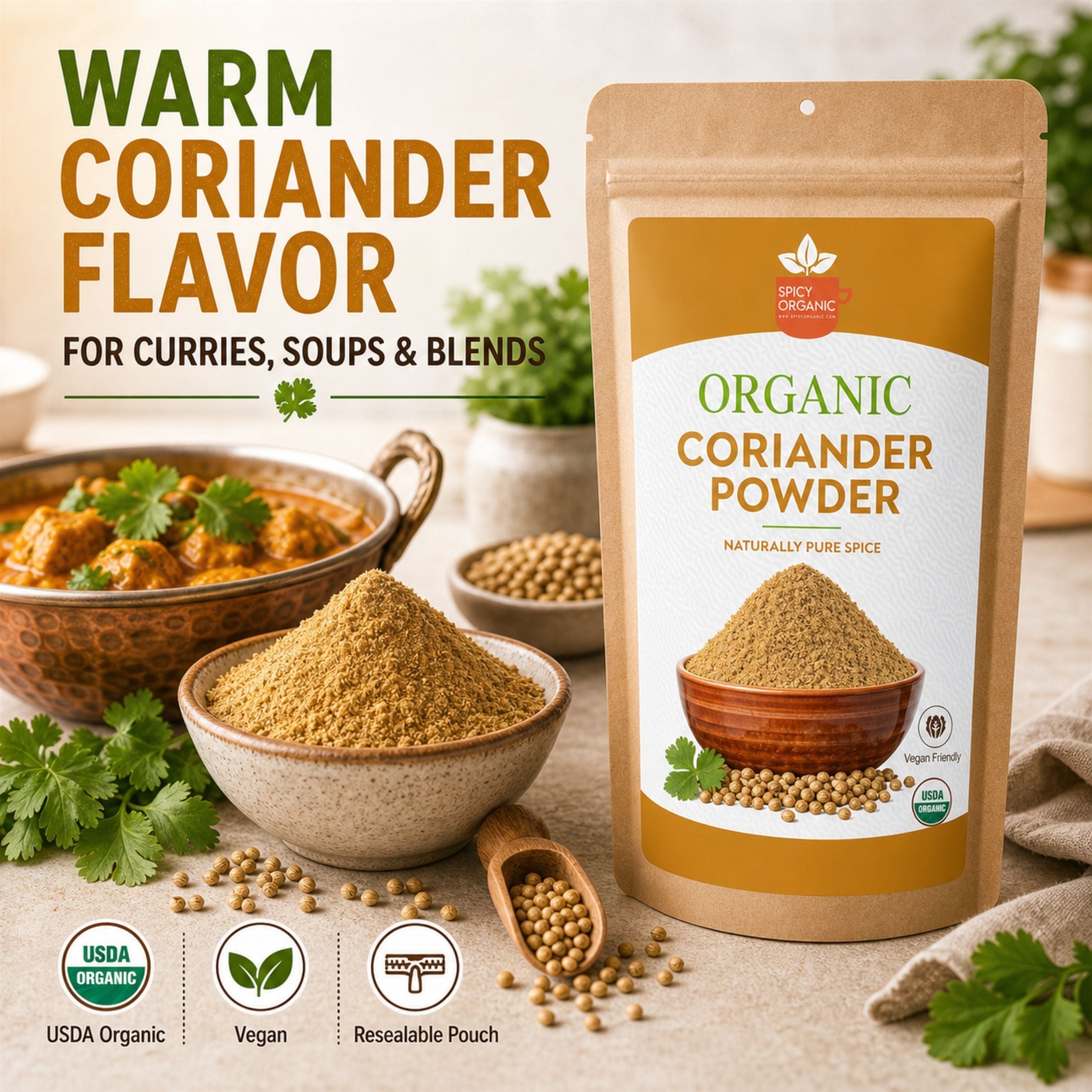 Organic Coriander Powder – USDA Certified Organic Ground Coriander Seeds