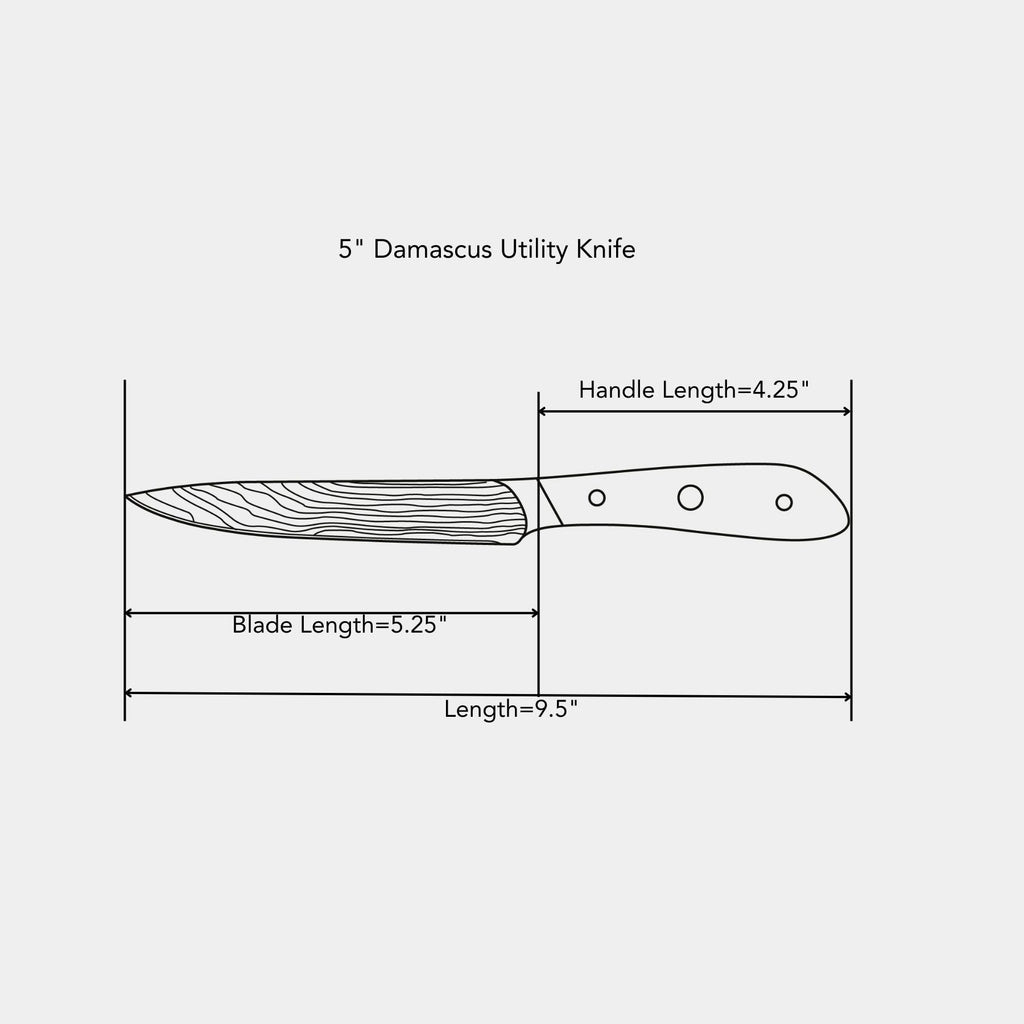 5" Damascus Utility Knife