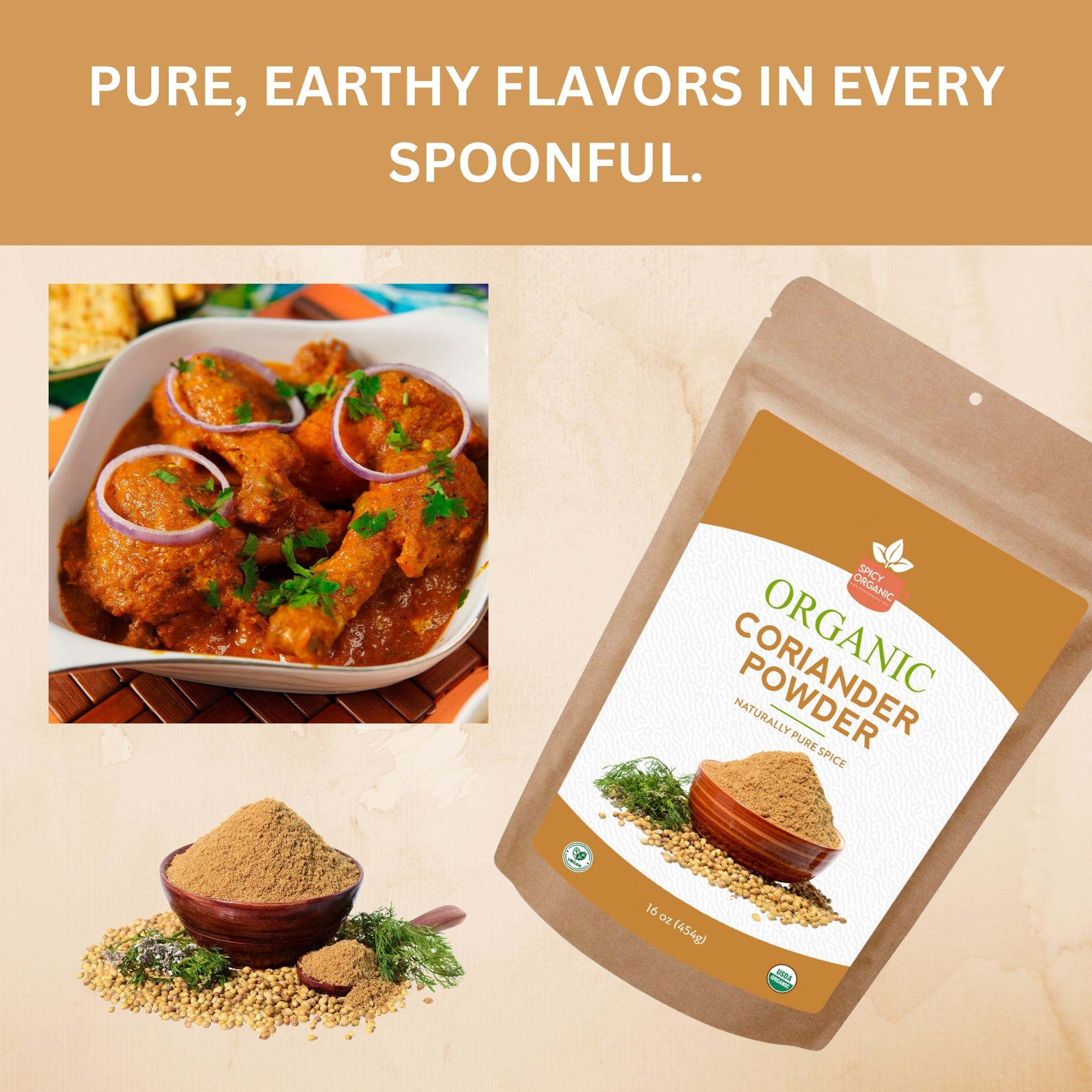Organic Coriander Seeds Powder – Certified USDA Organic - Aromatic Dhania/Cilantro Powder for Culinary Excellence