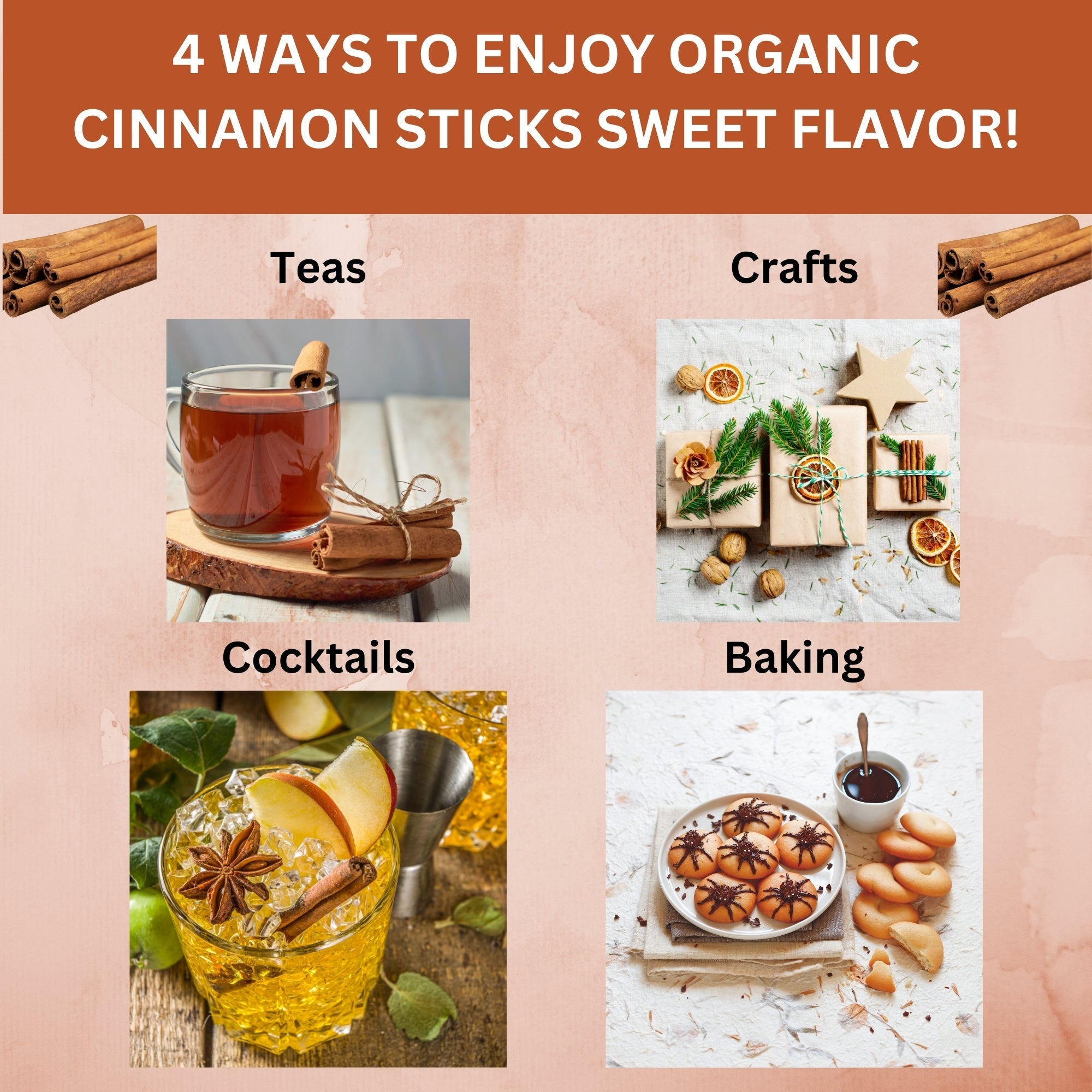 Organic Cassia Cinnamon Sticks — USDA Certified | Chai, Mulled Wine & Baking