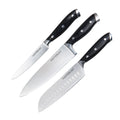 MASTERPAN Essential Chef’s Knife Bundle - 8" Chef’s Knife, 8" Slicer Knife & 7" Santoku Knife - Stainless Steel Blades with Protective Covers
