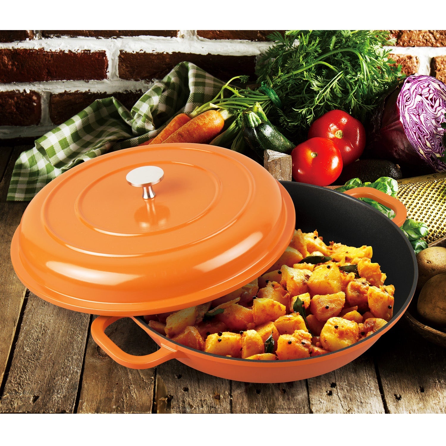 MASTERPAN Nonstick Dutch Casserole, Orange 3 Qt. 11" (28cm)