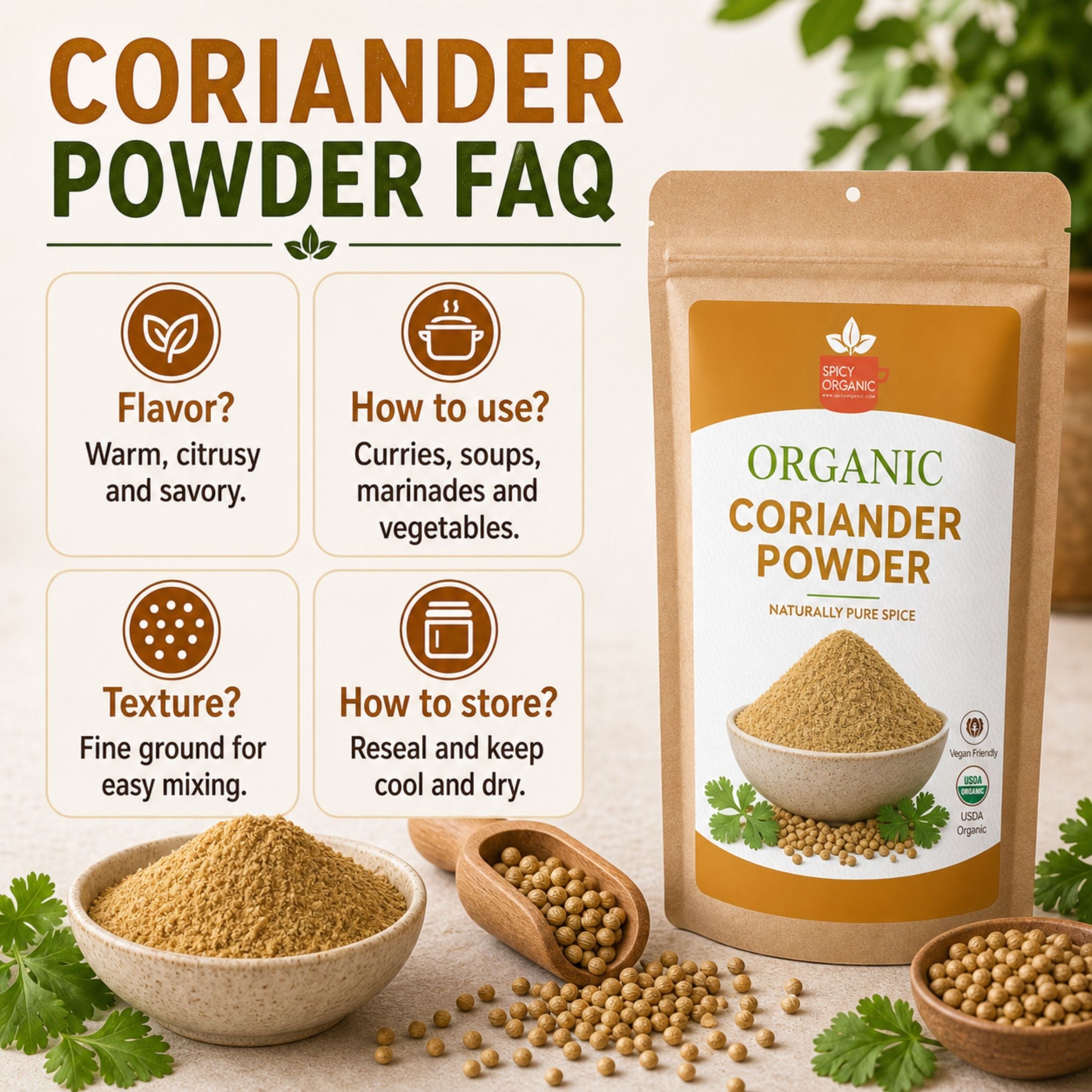 Organic Coriander Powder – USDA Certified Organic Ground Coriander Seeds
