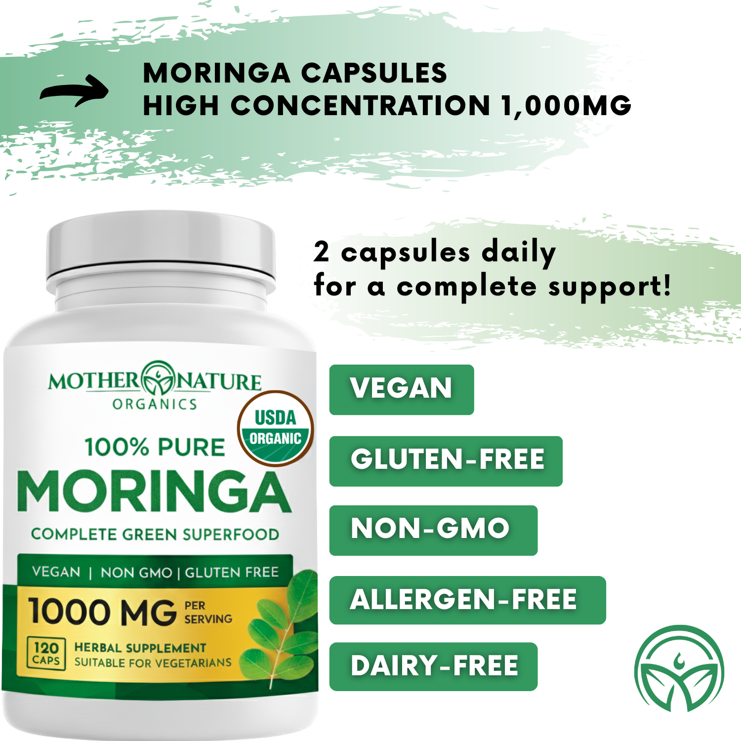 Organic Moringa Capsules (120 Count)