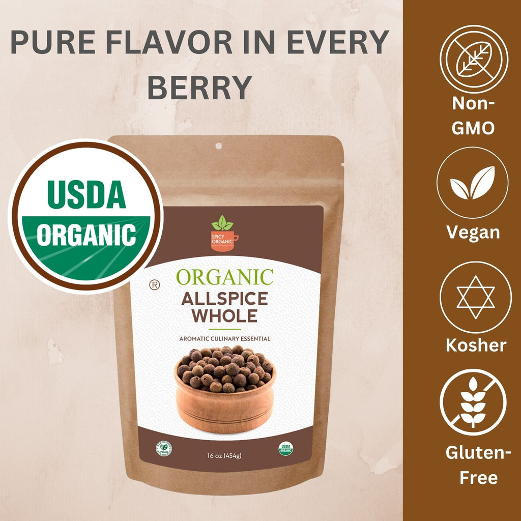 Organic Allspice Whole — USDA Certified | Pickling, Mulled Wine & Slow Cooking