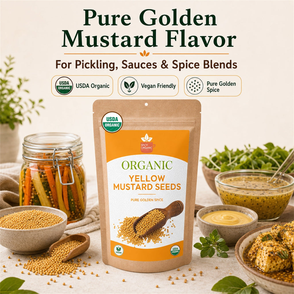 Organic Yellow Mustard Seeds – USDA Certified Organic Whole Mustard Seeds for Pickling & Cooking