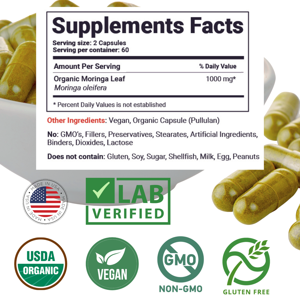 Organic Moringa Capsules (120 Count)
