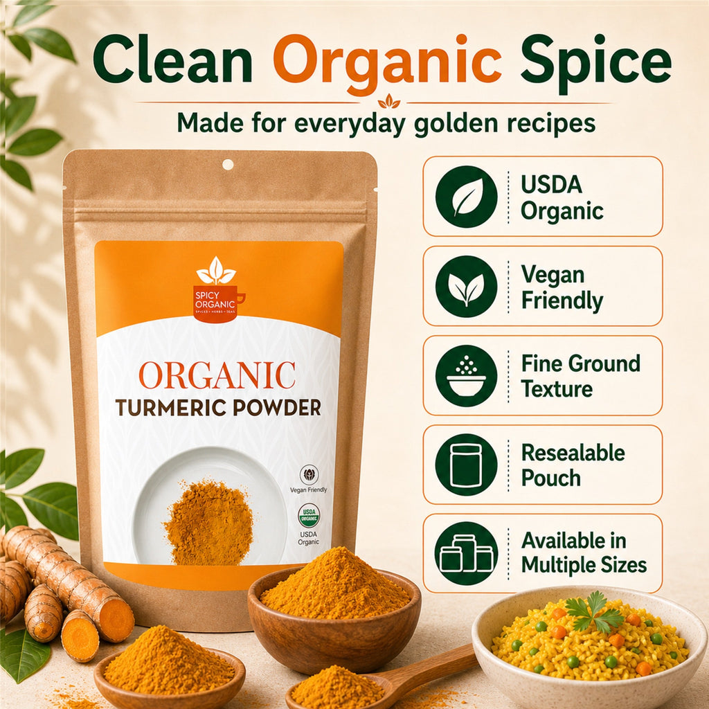 Organic Turmeric Powder — USDA Certified, Non-GMO | Golden Milk, Curries & Spice Blends