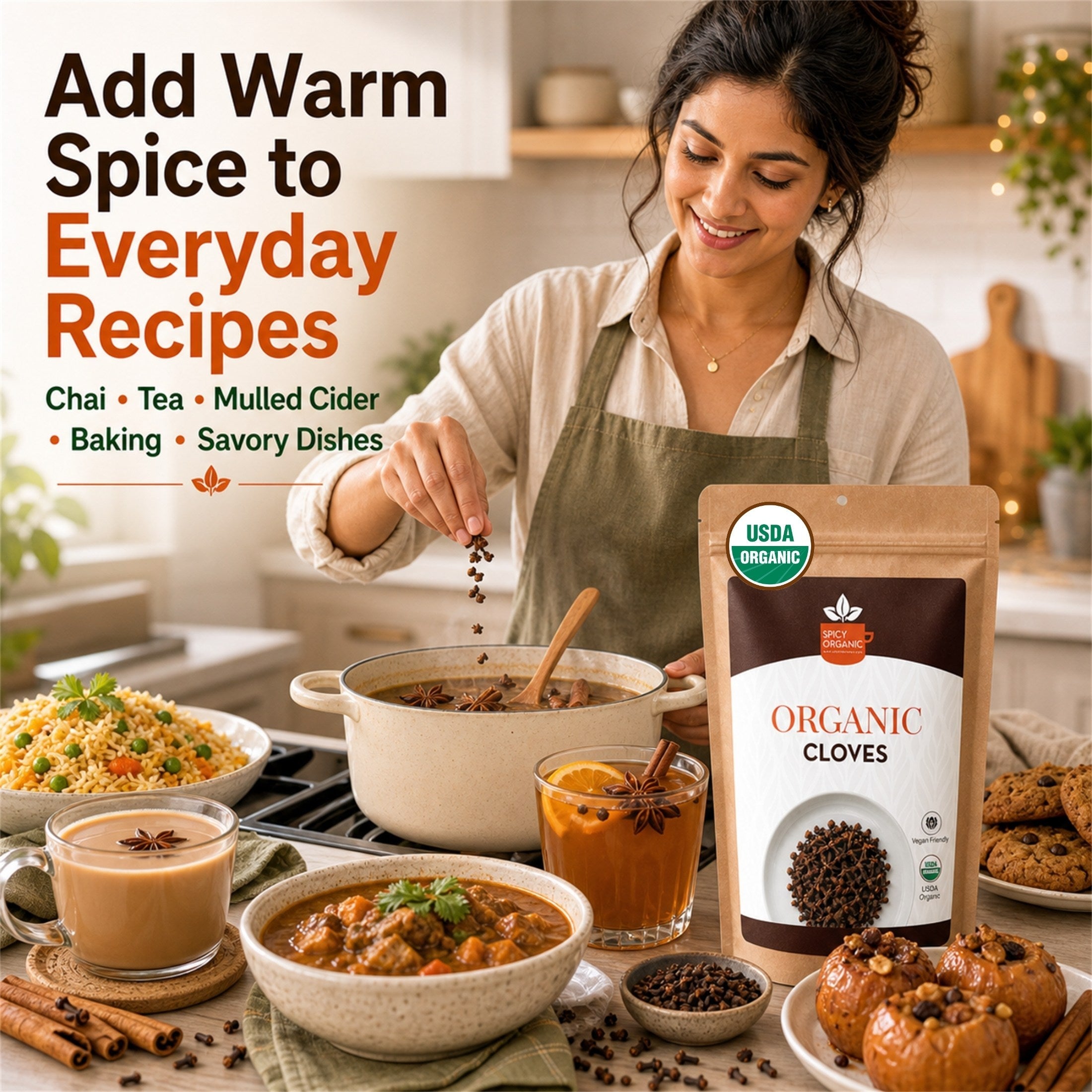 Organic Whole Cloves — USDA Certified, Non-GMO | Mulled Wine, Biryani & Spiced Tea