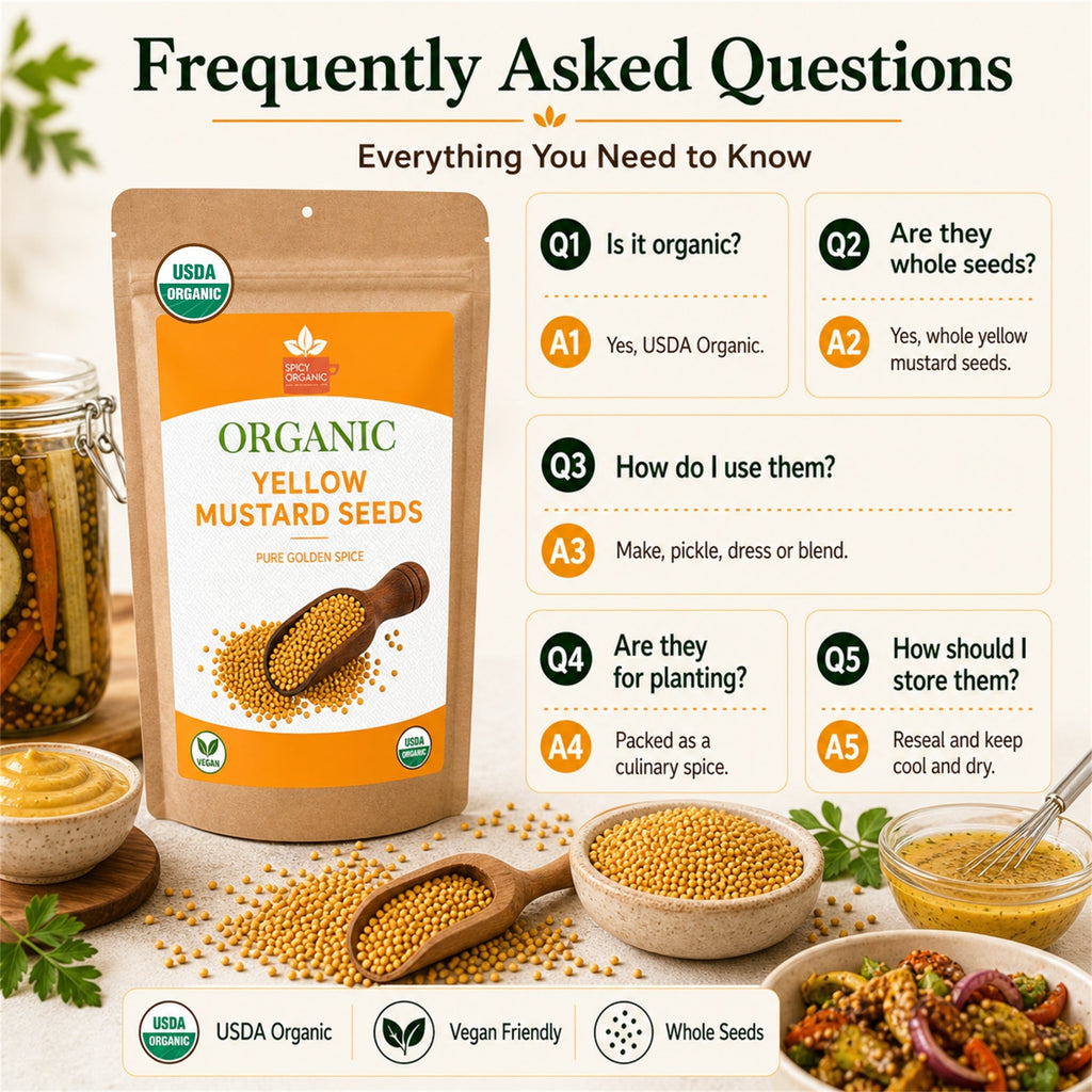 Organic Yellow Mustard Seeds – USDA Certified Organic Whole Mustard Seeds for Pickling & Cooking