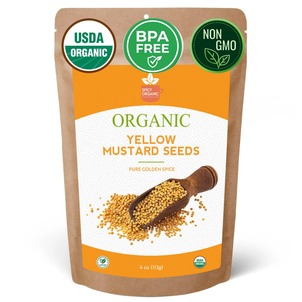 Organic Yellow Mustard Seeds – USDA Certified Organic Whole Mustard Seeds for Pickling & Cooking