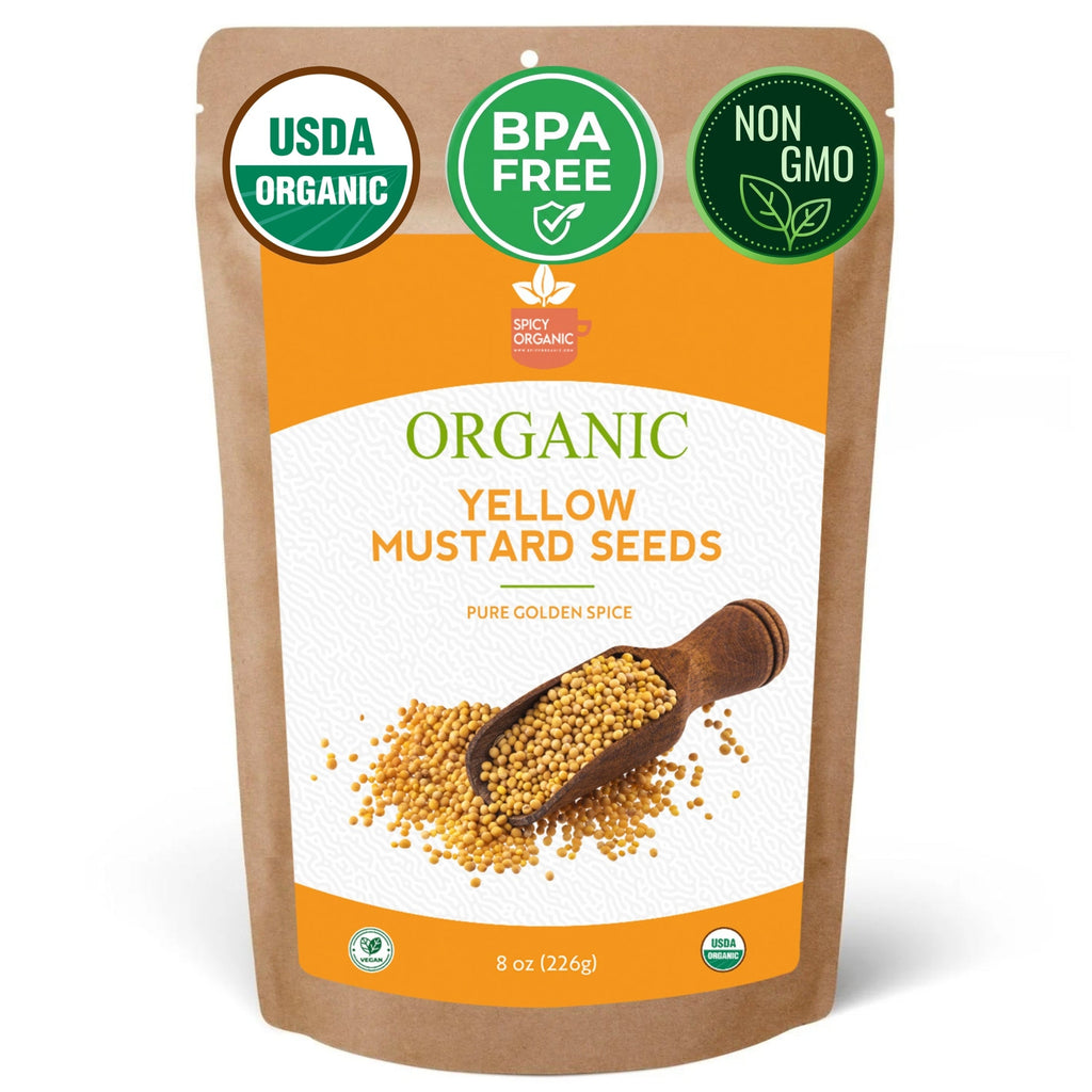 Organic Yellow Mustard Seeds – USDA Certified Organic Whole Mustard Seeds for Pickling & Cooking