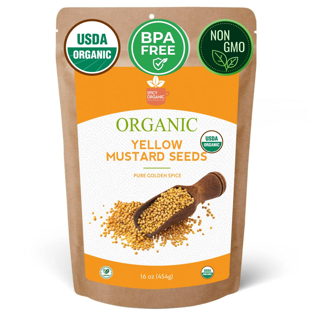 Organic Yellow Mustard Seeds – USDA Certified Organic Whole Mustard Seeds for Pickling & Cooking