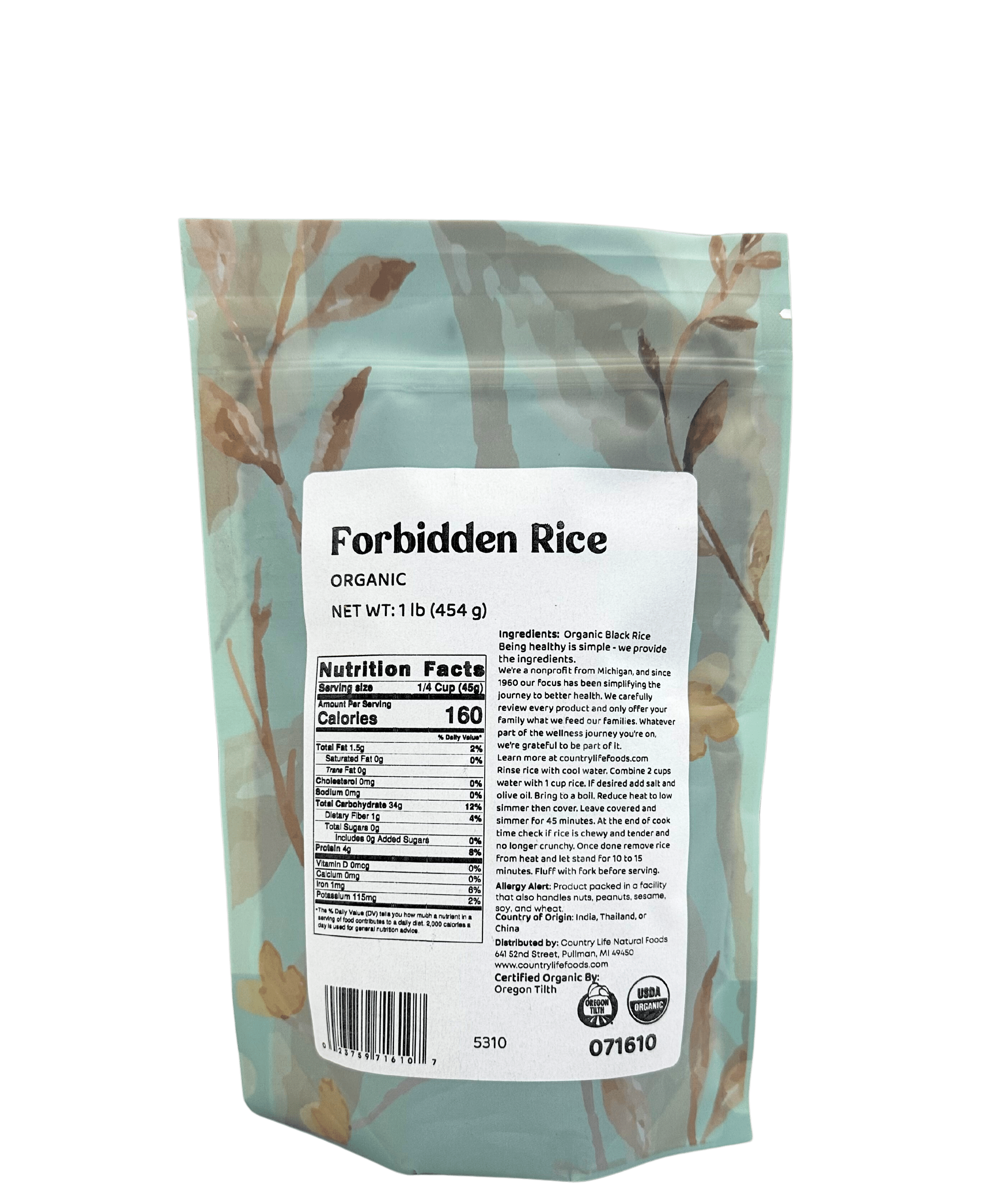 Forbidden Rice, Black, Organic (Black Pearl Rice)