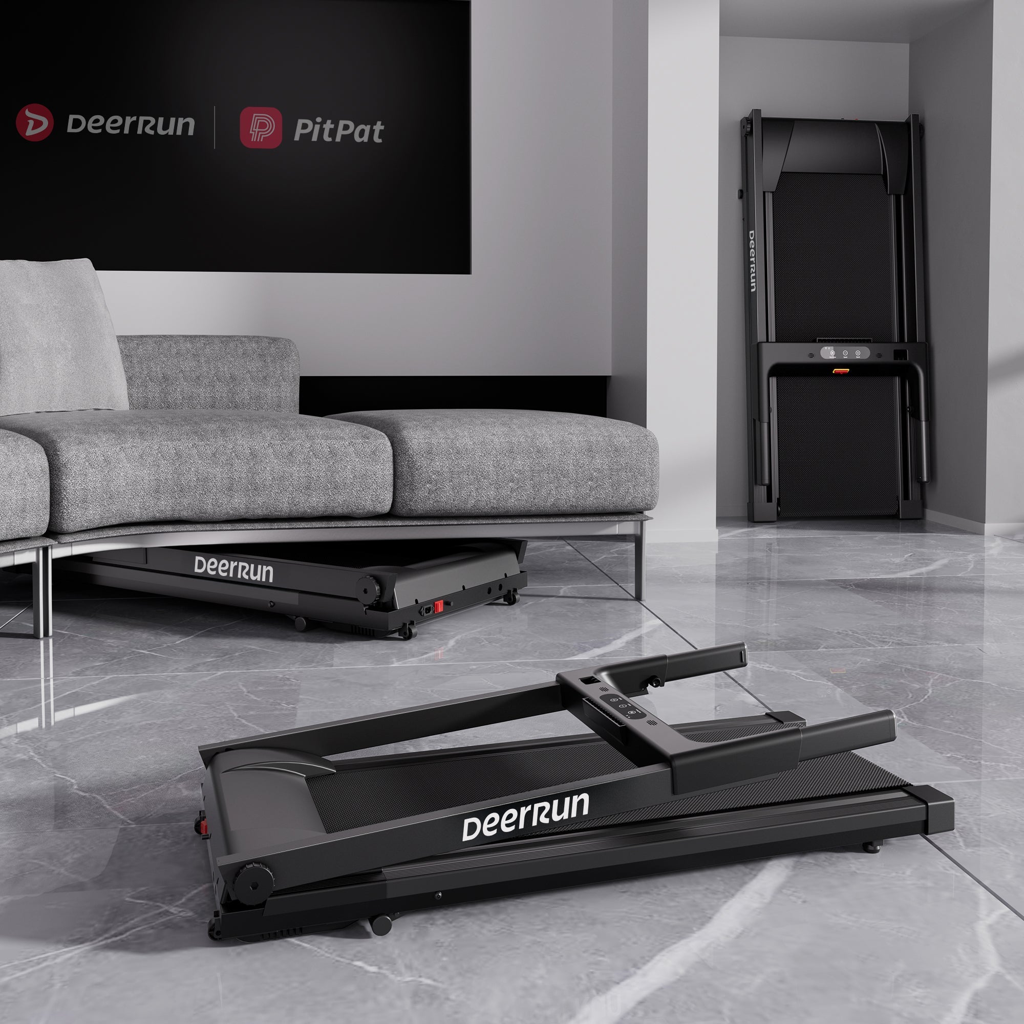 DeerRun All-New 2026 A1 Pro Move+ Smart Foldable Treadmill with 6% Incline & NFC | 350 lbs, 10 mph, Black