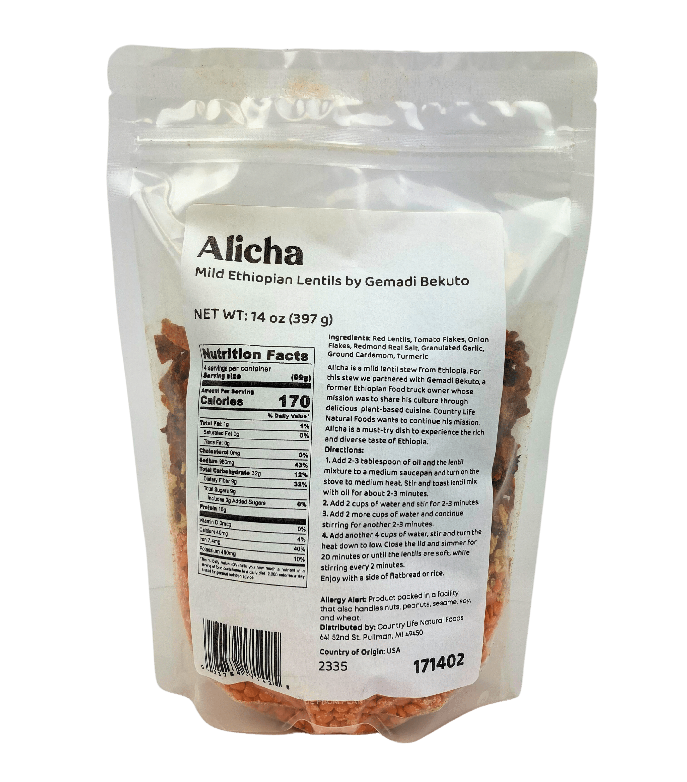 Alicha - Mild Ethiopian Red Lentils