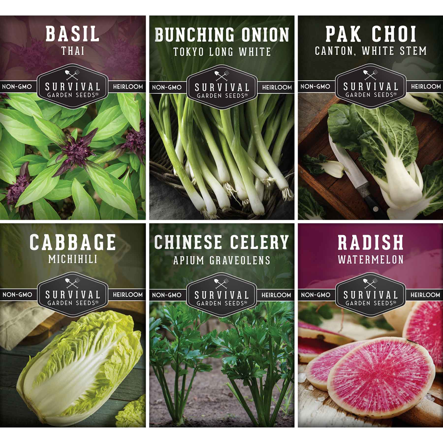 Asian Vegetable Seed Collection – 6 Heirloom, Non-GMO Varieties for Stir-Fries, Soups & Authentic Home Cooking