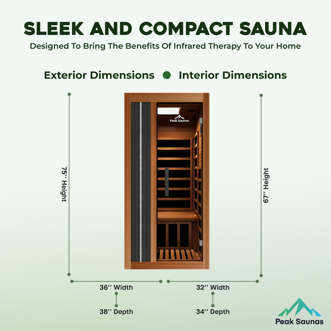 Peak Saunas Aspen Luxury 1-Person FAR Infrared Sauna with Smart WiFi App Control