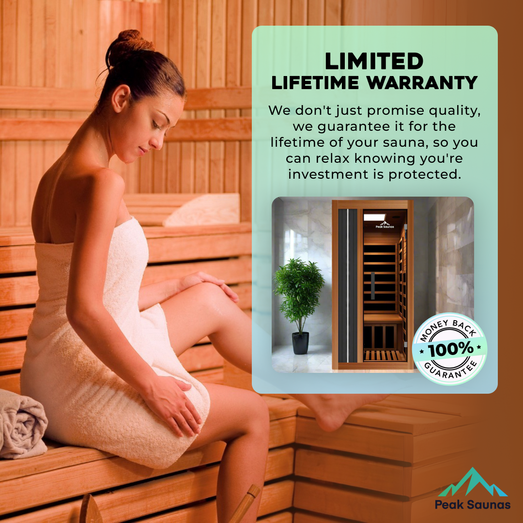Peak Saunas Aspen Luxury 1-Person FAR Infrared Sauna with Smart WiFi App Control