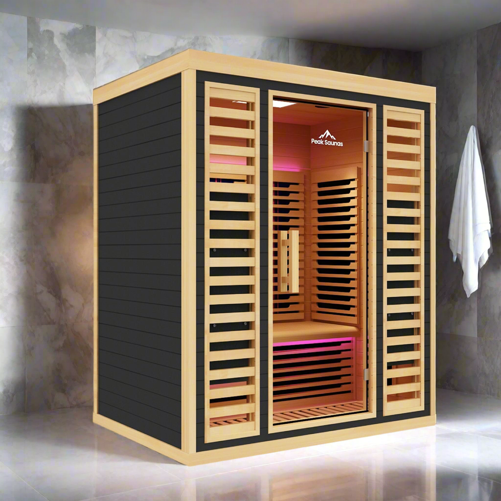 Peak Saunas Denali Luxury 3-Person Full Spectrum Infrared Sauna with Two XL Medical-Grade Red Light Therapy Panels & Smart WiFi App Control