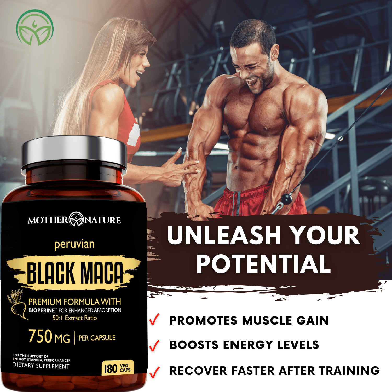 Organic Black Maca Root 750mg | 50:1 Extract