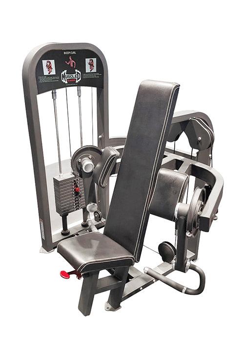 Classic Selectorized Biceps Curl by Muscle D Fitness - Adjustable Seat - Pin Selectorized Weight Stack