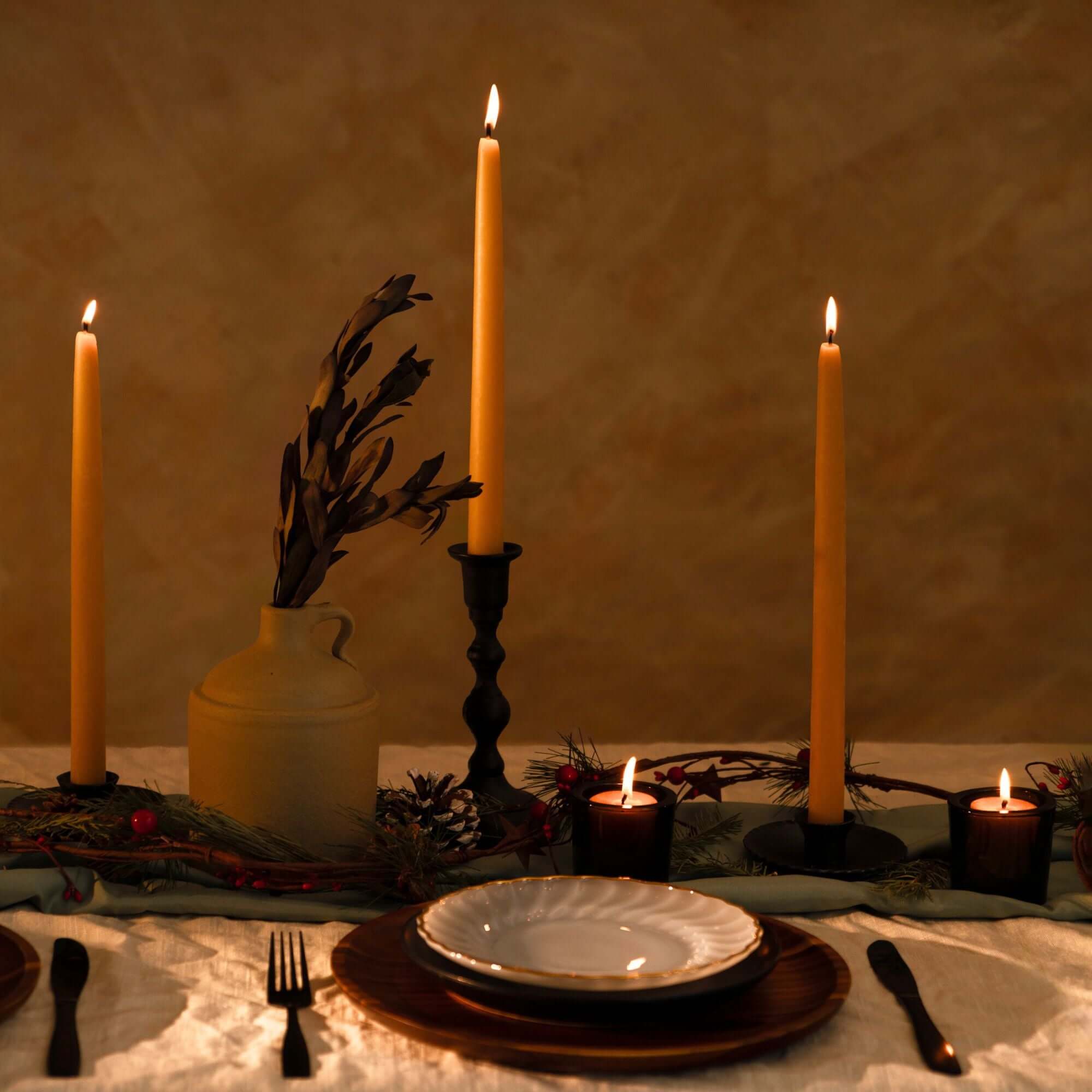 Hand-Dipped Beeswax Taper Candles - Bulk 4-Pair Bundle