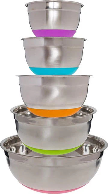 Mixing Bowl Set — 5-Piece Color Silicone Base | Platinum