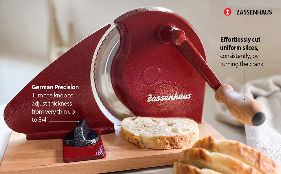 Zassenhaus Original Classic Adjustable Bread Slicer for Uniform Slices - 18/8 Stainless Steel Blade
