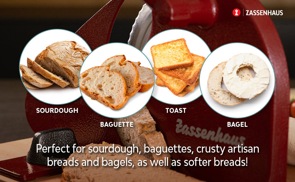 Zassenhaus Original Classic Adjustable Bread Slicer for Uniform Slices - 18/8 Stainless Steel Blade